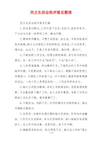 民主生活会批评意见整理