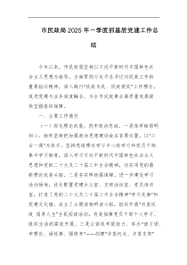 市民政局2025年一季度抓基层党建工作总结