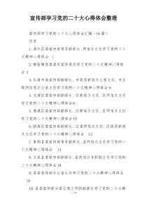 宣传部学习党的二十大心得体会整理
