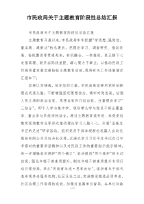 市民政局关于主题教育阶段性总结汇报