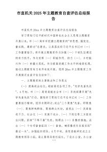 市直机关2025年主题教育自查评估总结报告