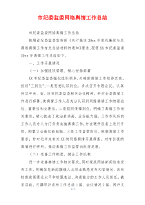 市纪委监委网络舆情工作总结