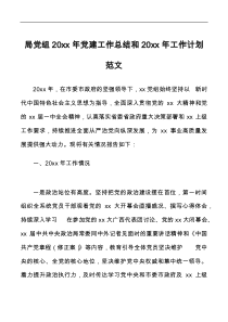局党组20XX年党建工作总结和20XX年工作计划