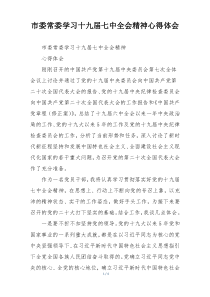 市委常委学习十九届七中全会精神心得体会