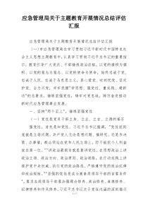 应急管理局关于主题教育开展情况总结评估汇报