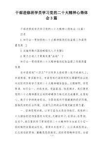 干部进修班学员学习党的二十大精神心得体会3篇