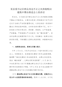 县委书记在群众身边不正之风和腐败问题集中整治推进会上的讲话