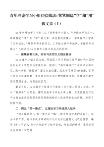 4篇工作经验青年干部理论学习经验做法成效范文