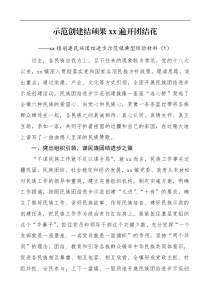 4篇民族团结进步示范创建典型经验材料范文乡镇小学学校州县级工作经验先进集体事迹材料参考