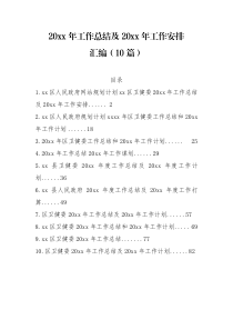 工作总结20XX年工作总结及20XX年工作安排汇编10篇