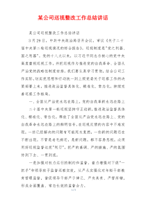 某公司巡视整改工作总结讲话