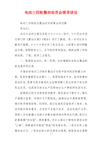 电动三四轮整治动员会领导讲话
