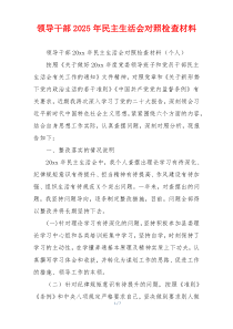 领导干部2025年民主生活会对照检查材料