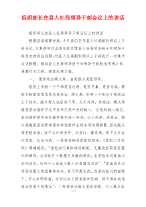 组织部长在县人社局领导干部会议上的讲话