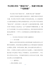 书记领办项目“落地开花”，党建引领全域“气象焕新”