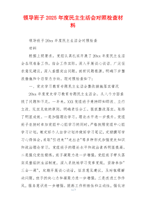 领导班子2025年度民主生活会对照检查材料
