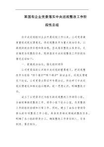 某国有企业党委落实中央巡视整改工作阶段性总结