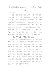 国企党委书记在新年度工作部署会上的讲话