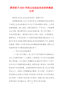 领导班子2025年民主生活会发言材料集团公司