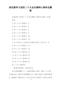 政法委学习党的二十大会议精神心得体会整理