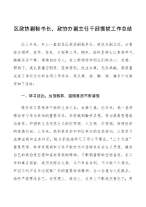 工作总结个人三年工作总结区政协副秘书长政协办副主任干部提拔工作总结范文述职报告