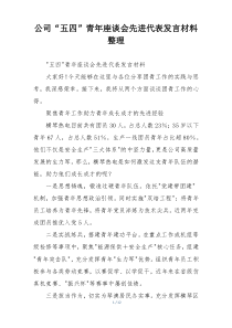 公司“五四”青年座谈会先进代表发言材料整理