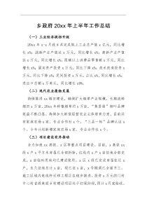 工作总结乡政府20XX年上半年工作总结