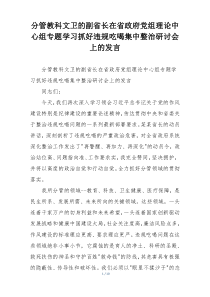 分管教科文卫的副省长在省政府党组理论中心组专题学习抓好违规吃喝集中整治研讨会上的发言