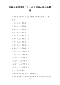 检察长学习党的二十大会议精神心得体会整理