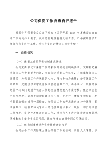 工作总结公司保密工作自查自评报告范文集团公司企业工作汇报总结