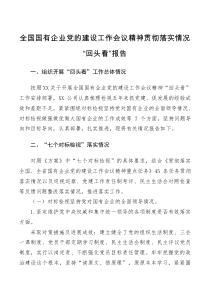 工作总结公司全国国有企业党的建设工作会议精神贯彻落实情况回头看报告