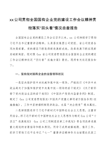 工作总结公司贯彻全国国有企业党的建设工作会议精神贯彻落实回头看情况自查报告范文集团公司企业工作汇报总