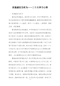 欣逢盛世当有为——二十大学习心得