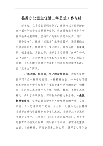 工作总结县委办公室主任近三年思想工作总结范文个人汇报报告