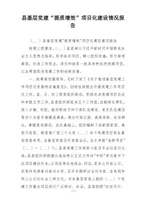 县基层党建“提质增效”项目化建设情况报告