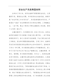 工作总结安全生产先进典型材料