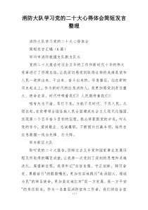 消防大队学习党的二十大心得体会简短发言整理