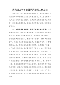 工作总结局党组上半年全面从严治党工作总结