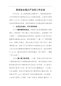 工作总结局党组全面从严治党工作总结