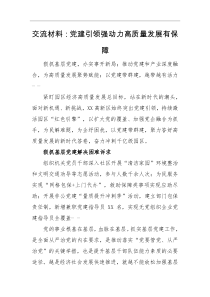 交流材料党建引领强动力高质量发展有保障