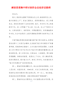 解放思想集中研讨剖析会总结讲话提纲