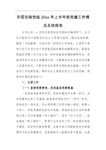 工作总结市信访局党组20XX年上半年抓党建工作情况总结报告