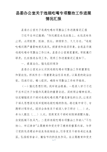 县委办公室关于违规吃喝专项整治工作进展情况汇报