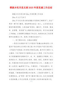 铜鼓乡机关党支部2025年度党建工作总结