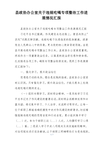 县政协办公室关于违规吃喝专项整治工作进展情况汇报