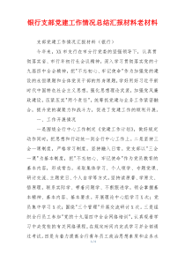 银行支部党建工作情况总结汇报材料老材料