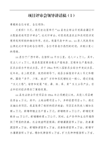 2篇项目评审会专家论证会领导讲话范文