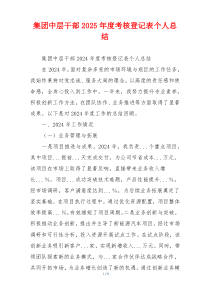 集团中层干部2025年度考核登记表个人总结