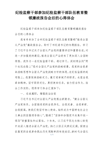 纪检监察干部参加纪检监察干部队伍教育整顿廉政报告会后的心得体会