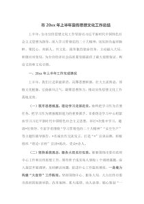 市20XX年上半年宣传思想文化工作总结